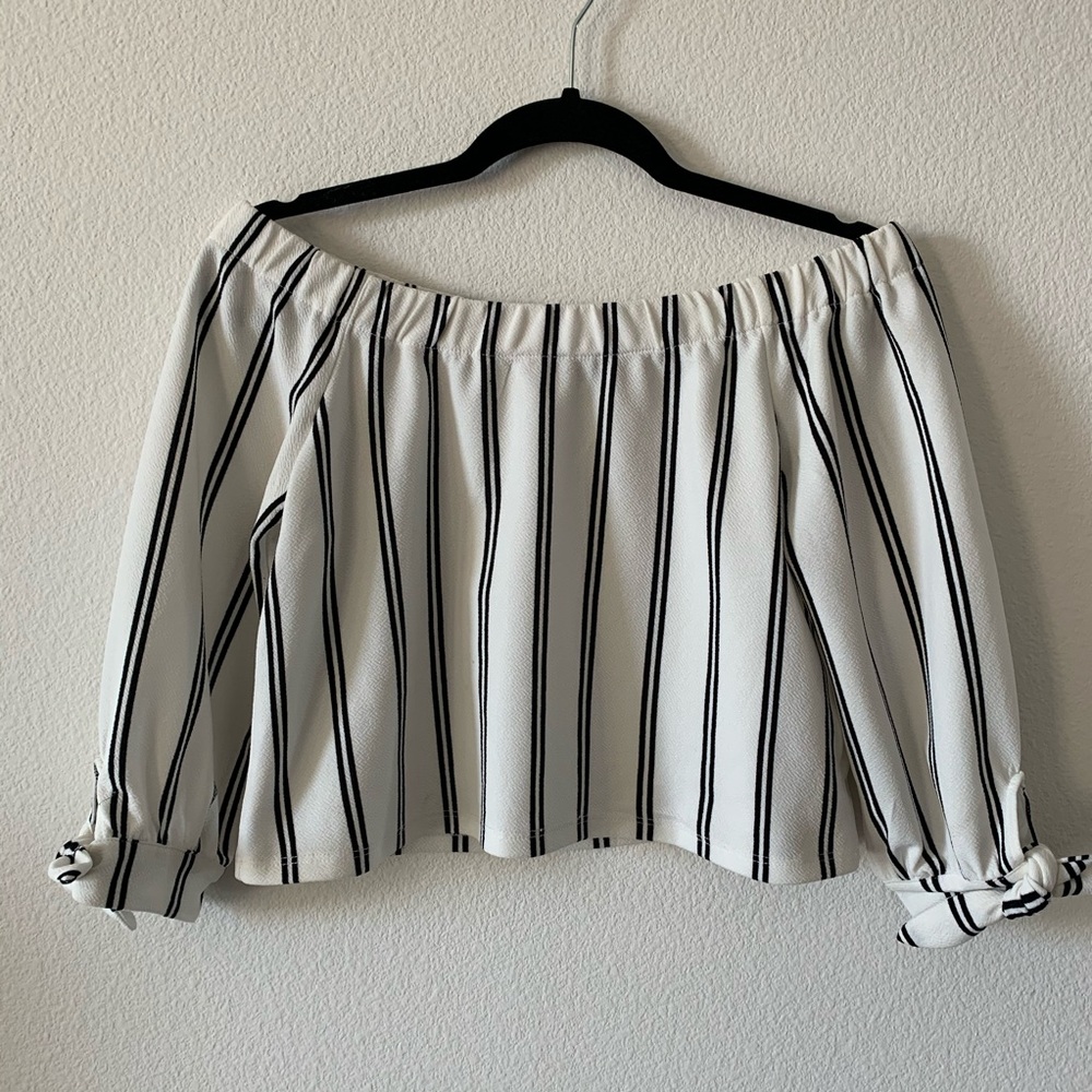 Off The Shoulder Striped Blouse